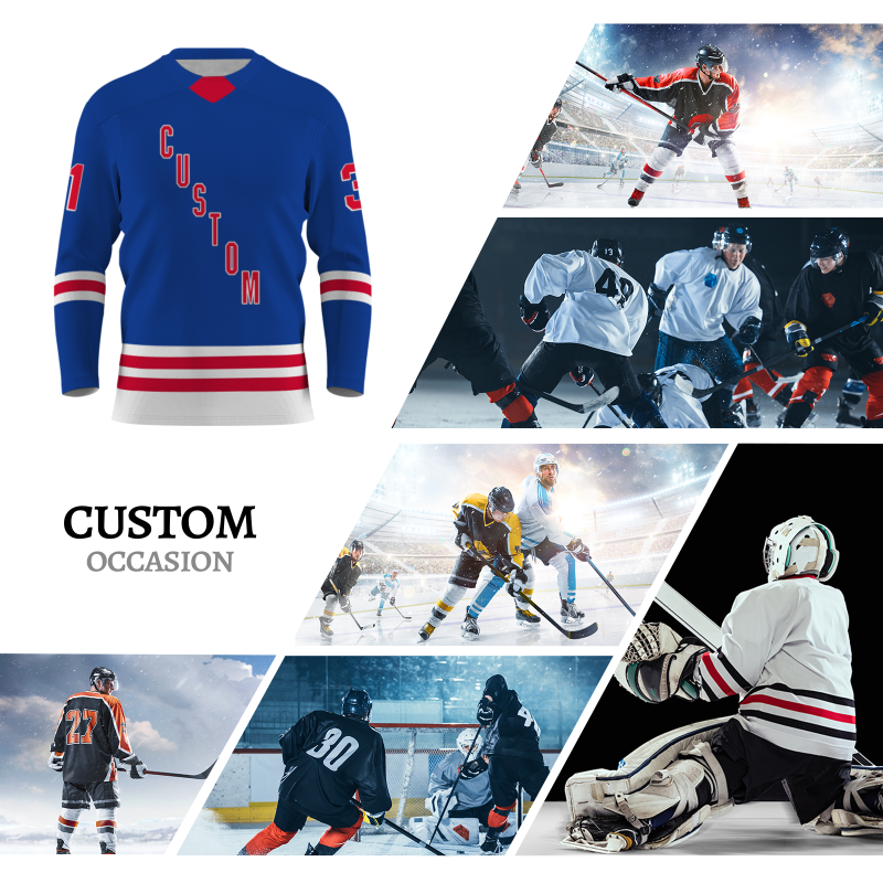 Custom Blue Red - White Personalized Fashion Classical Style Hockey Jersey