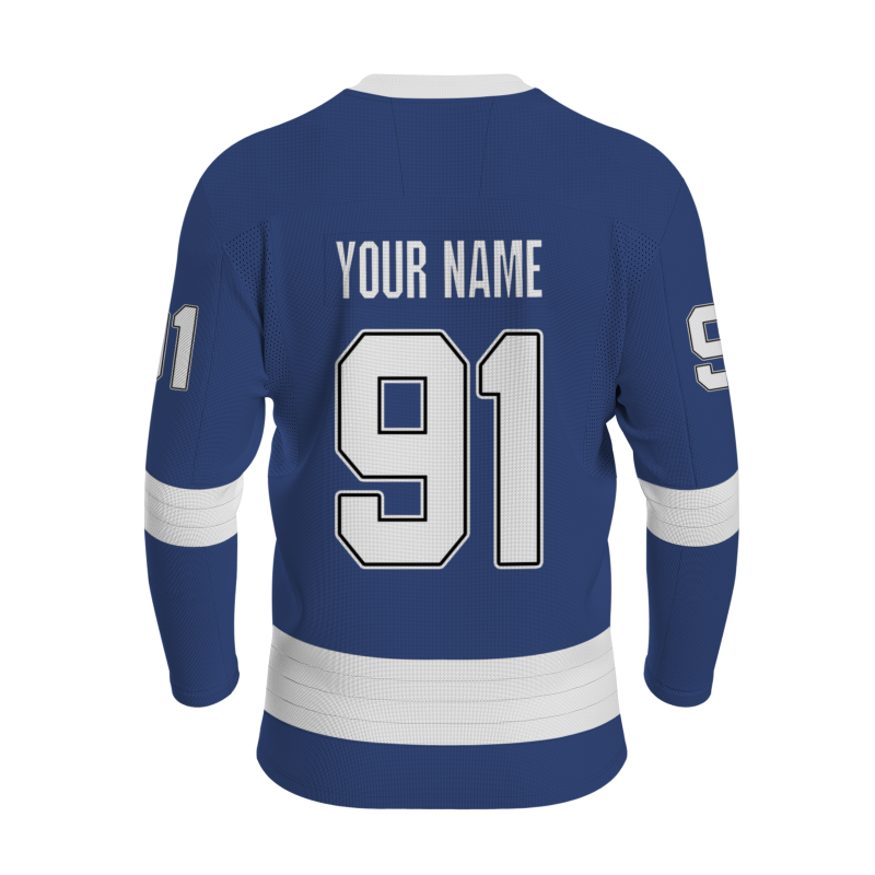 Custom Navy Blue Dark Blue - White V-Neck Classical Style Hockey Jersey