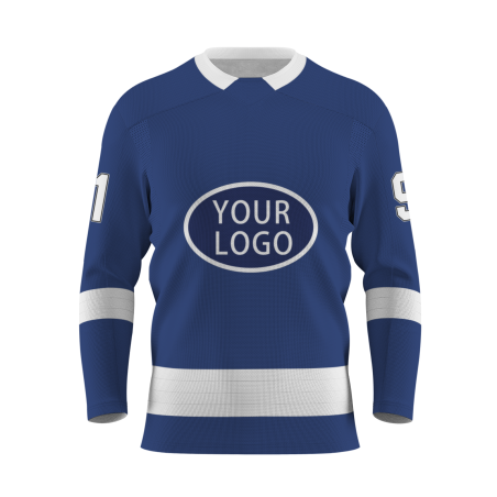 Custom Navy Blue Dark Blue - White V-Neck Classical Style Hockey Jersey