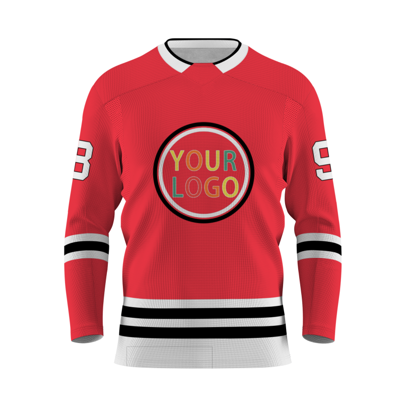 Custom Red White Black Yellow Orange-Green Classical Style Hockey Jersey