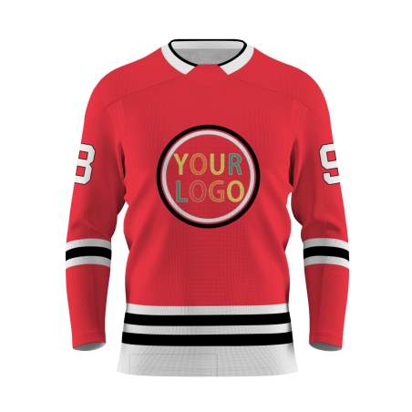 Custom Red White Black Yellow Orange-Green Classical Style Hockey Jersey