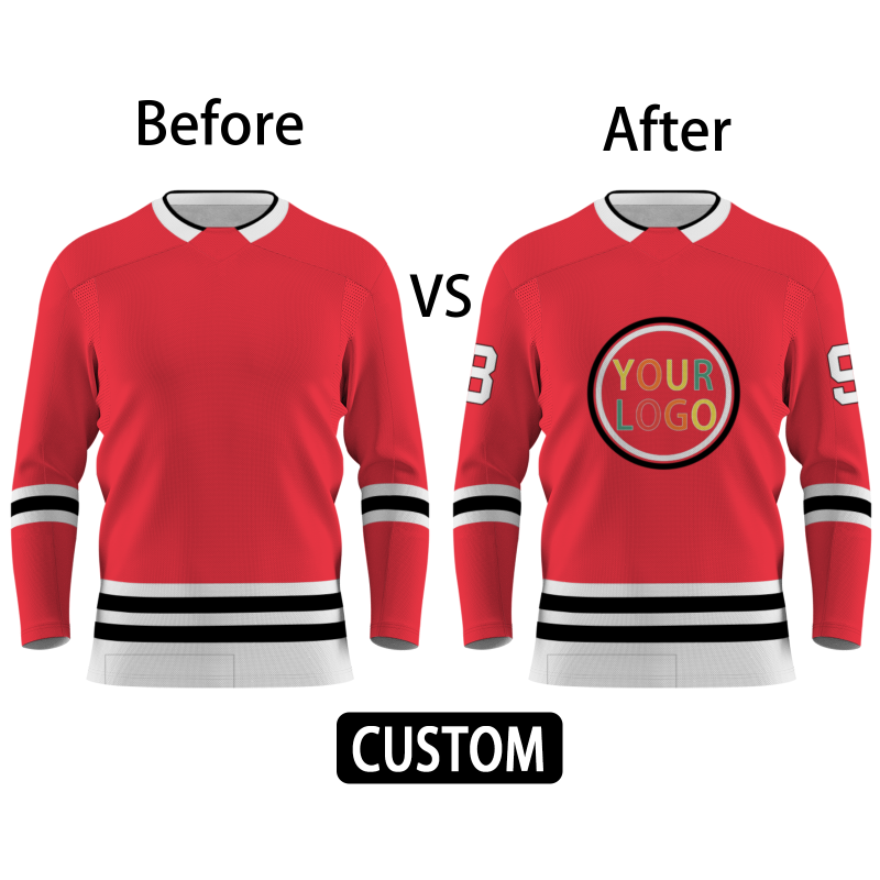 Custom Red White Black Yellow Orange-Green Classical Style Hockey Jersey