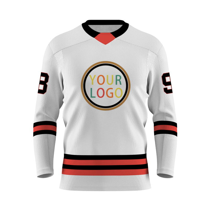 Custom White Black Red Khaki Yellow Orange-Green V-Neck Classical Style Hockey Jersey
