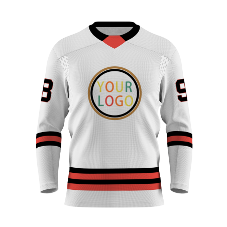 Custom White Black Red Khaki Yellow Orange-Green V-Neck Classical Style Hockey Jersey