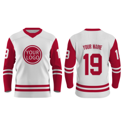 Custom White-Red Personalized Fashion Classical Style Hockey Jersey