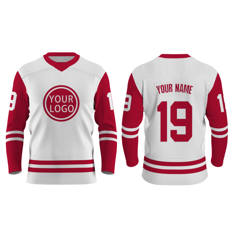 Custom White-Red Personalized Fashion Classical Style Hockey Jersey