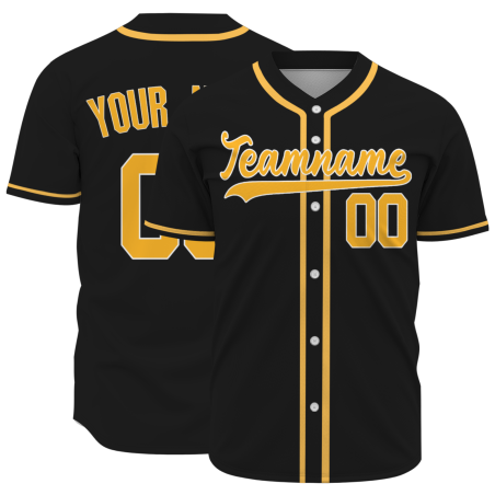Custom Black Gold Solid Color Classic Style Authentic Baseball Jersey