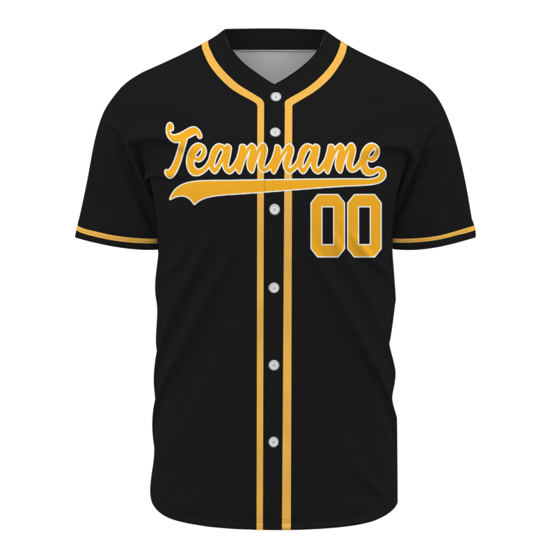 Custom Black Gold Solid Color Classic Style Authentic Baseball Jersey