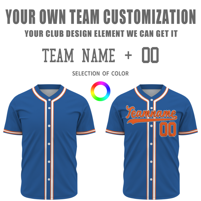 Custom Blue Orange Fashion Authentic Baseball Jersey