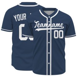 Custom Navy Blue Fashion Design Full Button Authentic Baseball Jersey