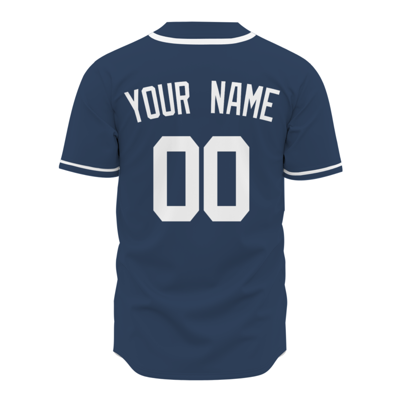 Custom Navy Blue Fashion Design Full Button Authentic Baseball Jersey