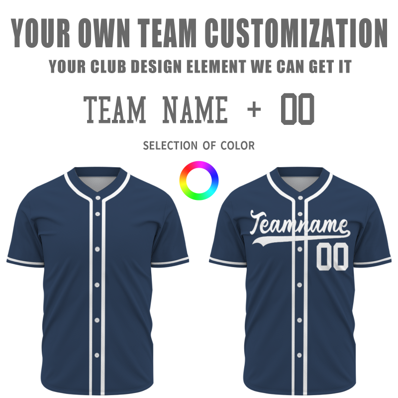 Custom Navy Blue Fashion Design Full Button Authentic Baseball Jersey