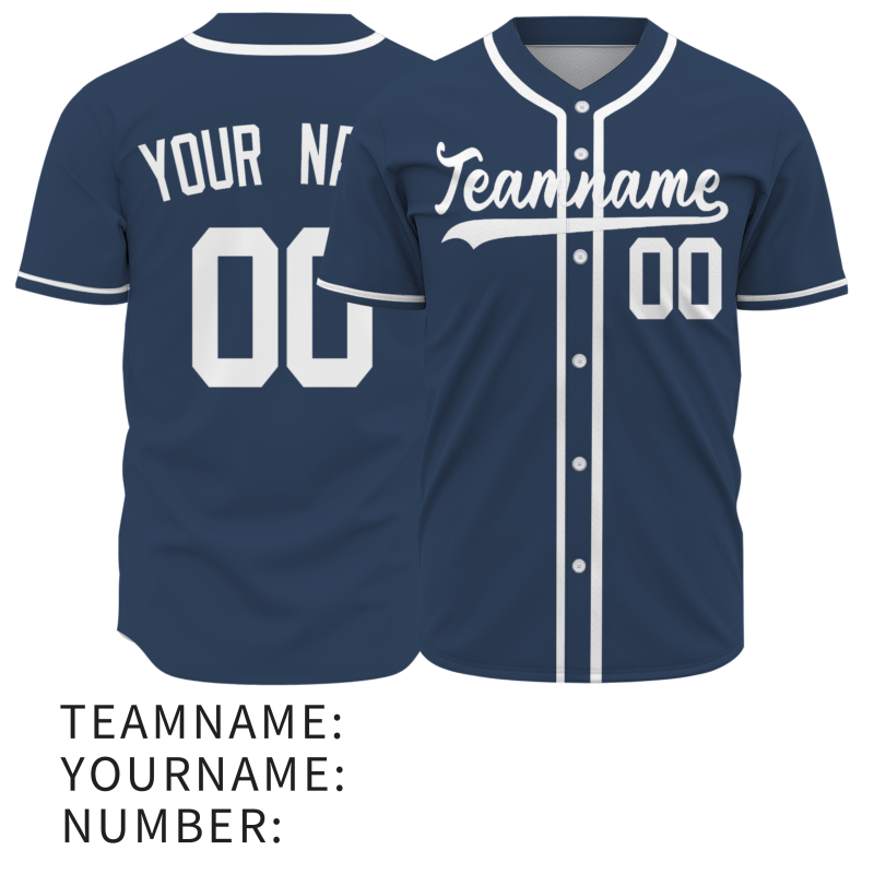Custom Navy Blue Fashion Design Full Button Authentic Baseball Jersey