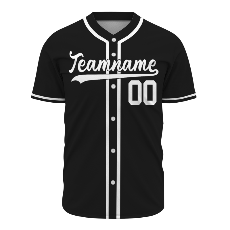 Custom Black White Fashion Design Full Button Authentic Baseball Jersey