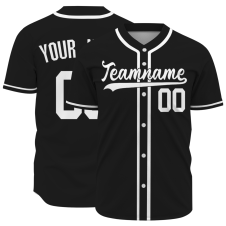 Custom Black White Fashion Design Full Button Authentic Baseball Jersey