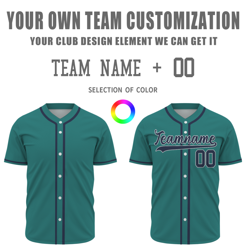 Custom Emerald Green And Navy Blue Baseball Jersey Stitched Personalized Uniform For Men Women Boy