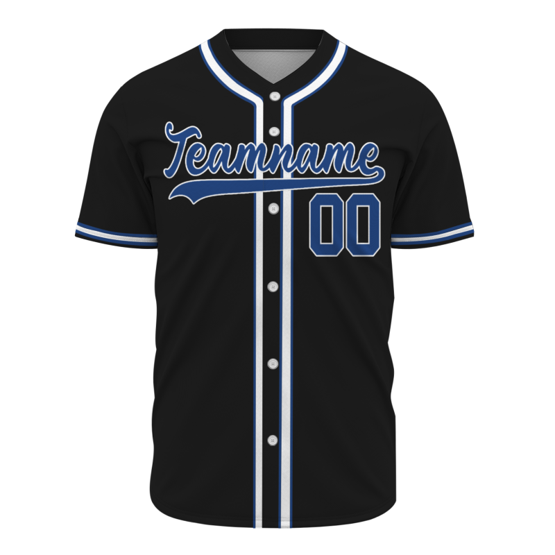 Custom Black Blue - White Baseball Jersey Stitched Personalized Uniform For Men Women Boy