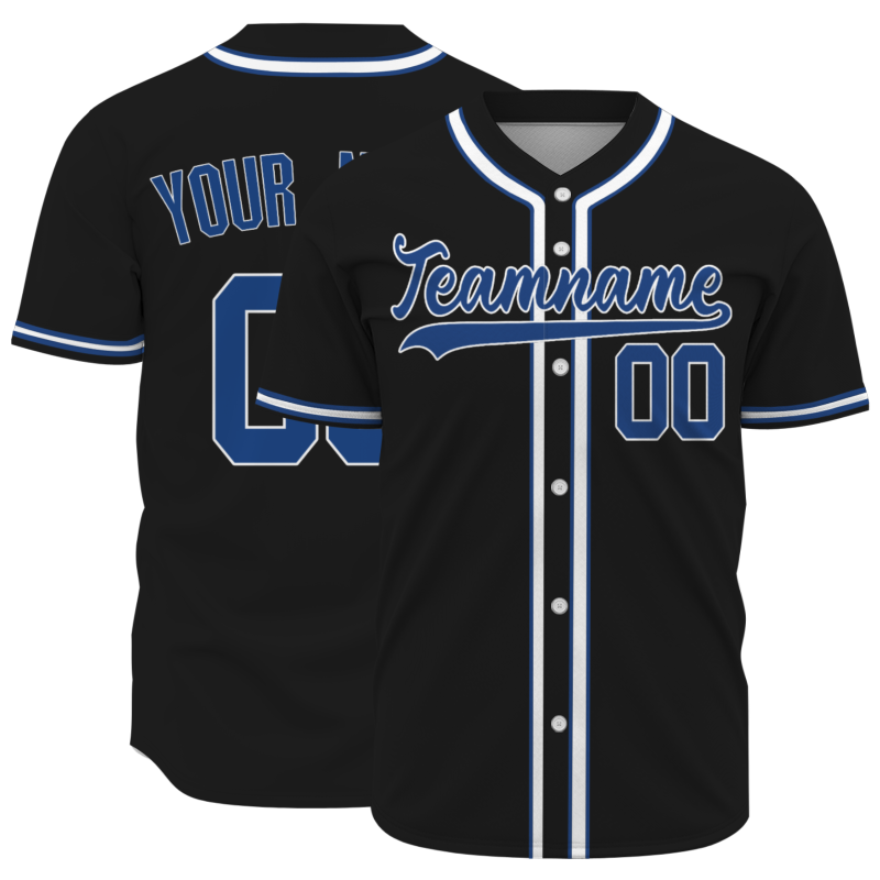 Custom Black Blue - White Baseball Jersey Stitched Personalized Uniform For Men Women Boy