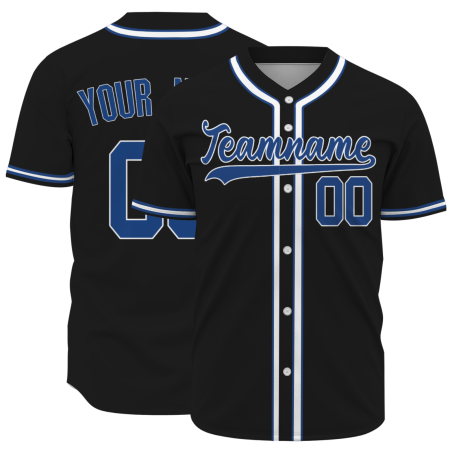 Custom Black Blue - White Baseball Jersey Stitched Personalized Uniform For Men Women Boy