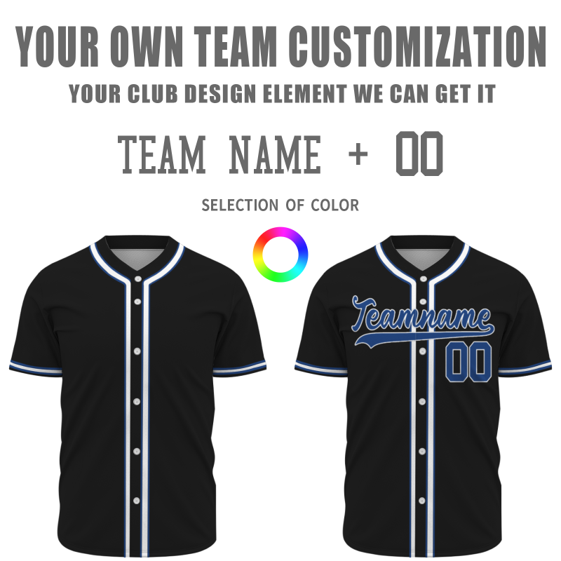 Custom Black Blue - White Baseball Jersey Stitched Personalized Uniform For Men Women Boy