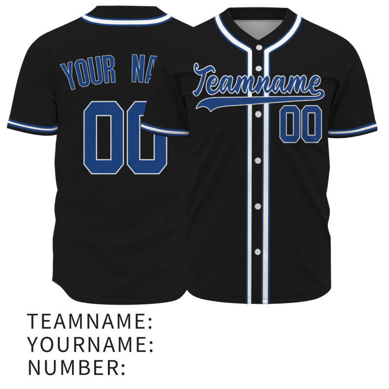 Custom Black Blue - White Baseball Jersey Stitched Personalized Uniform For Men Women Boy