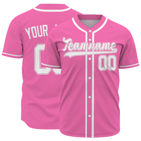Custom Pink White Baseball Jersey Stitched Personalized Uniform For Men Women Boy