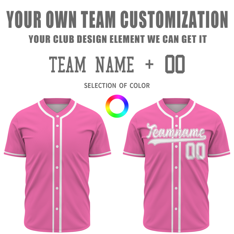 Custom Pink White Baseball Jersey Stitched Personalized Uniform For Men Women Boy