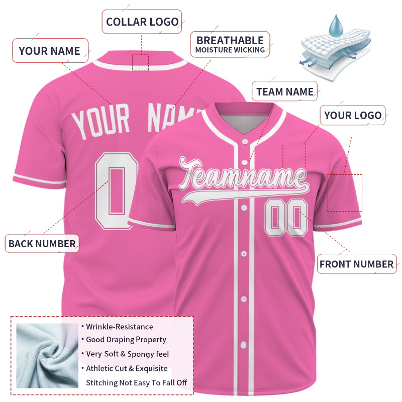 Custom Pink White Baseball Jersey Stitched Personalized Uniform For Men Women Boy