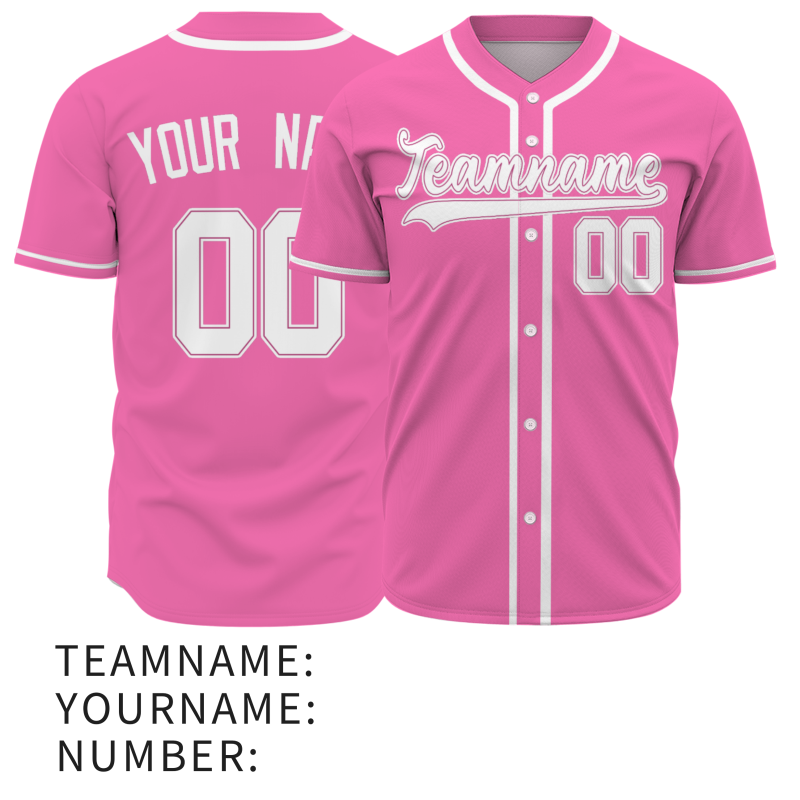 Custom Pink White Baseball Jersey Stitched Personalized Uniform For Men Women Boy