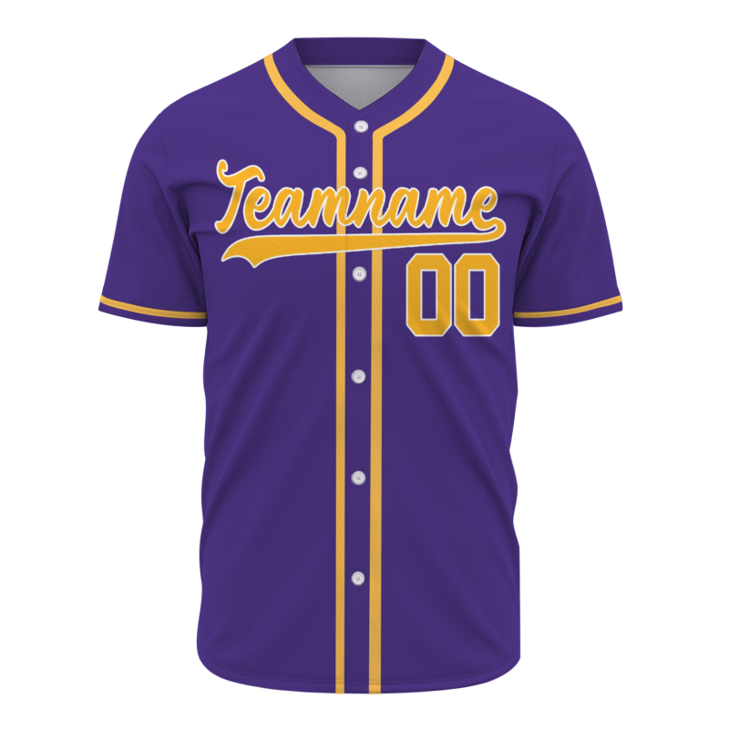 Custom Purple-Gold Baseball Jersey Stitched Personalized Uniform For Men Women Boy
