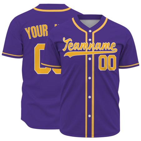 Custom Purple-Gold Baseball Jersey Stitched Personalized Uniform For Men Women Boy