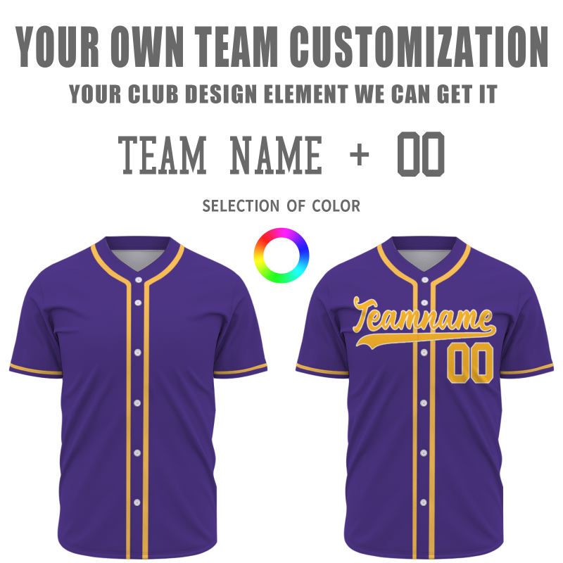 Custom Purple-Gold Baseball Jersey Stitched Personalized Uniform For Men Women Boy