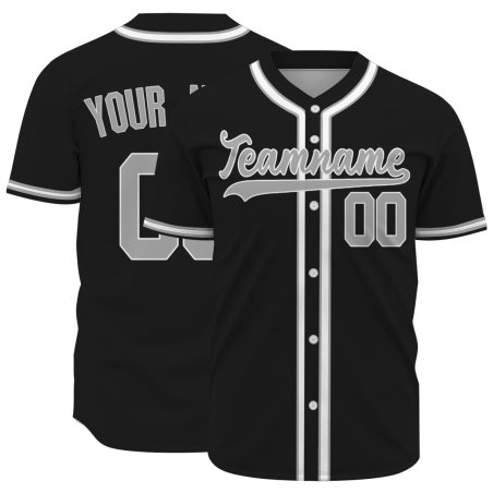 Custom Black Gray Fashion Design Full Button Authentic Baseball Jersey