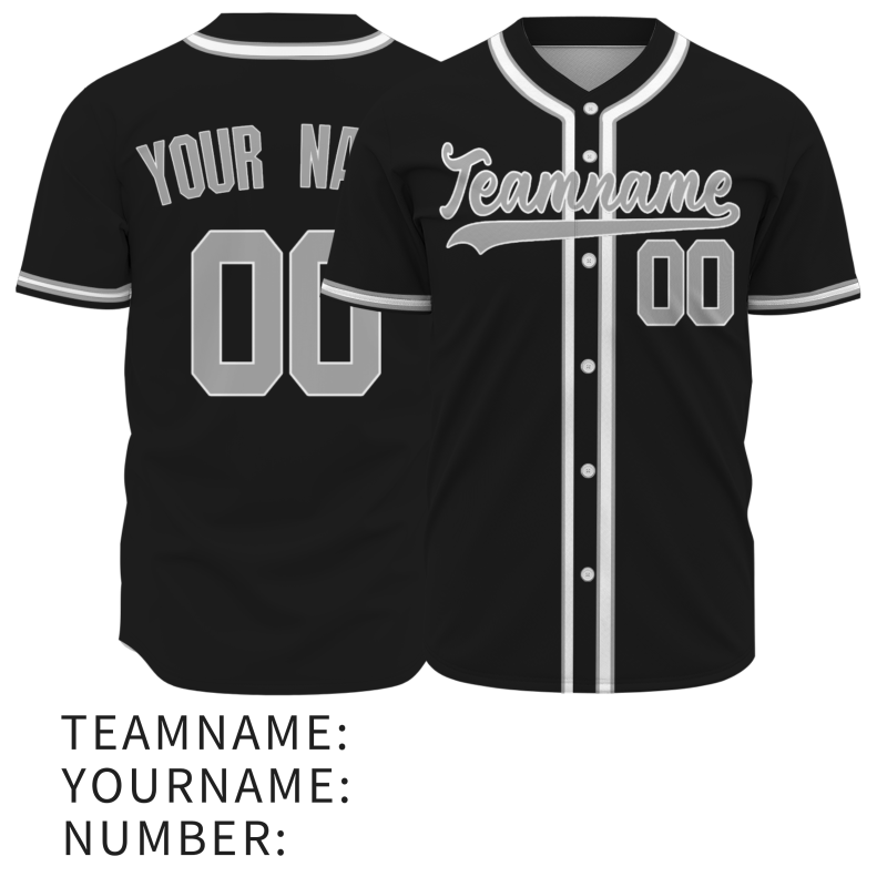 Custom Black Gray Fashion Design Full Button Authentic Baseball Jersey