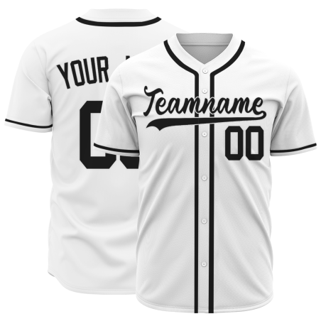 Custom White Black Fashion Design Full Button Authentic Baseball Jersey