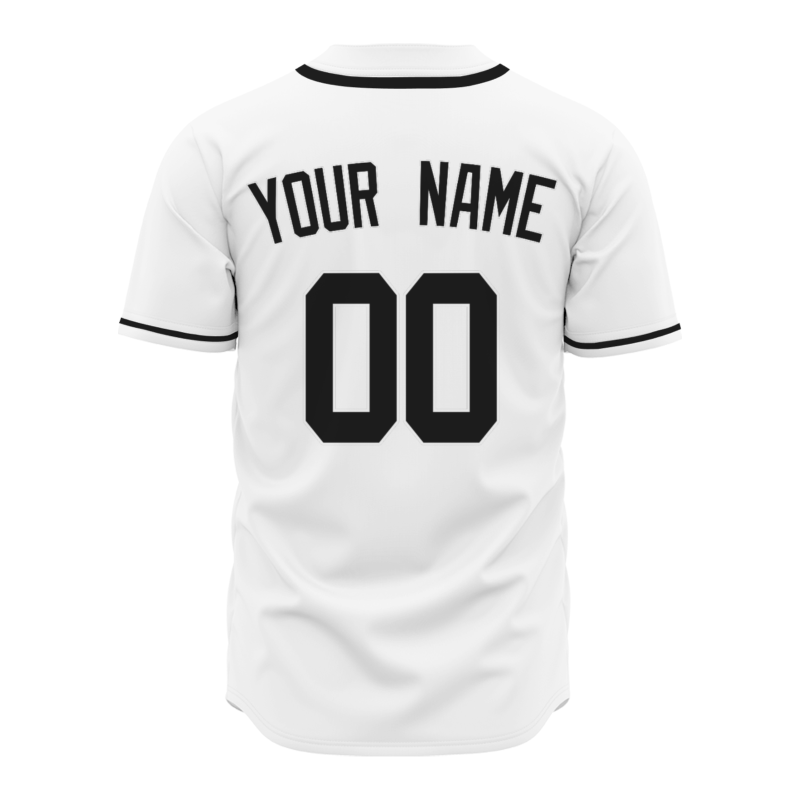 Custom White Black Fashion Design Full Button Authentic Baseball Jersey
