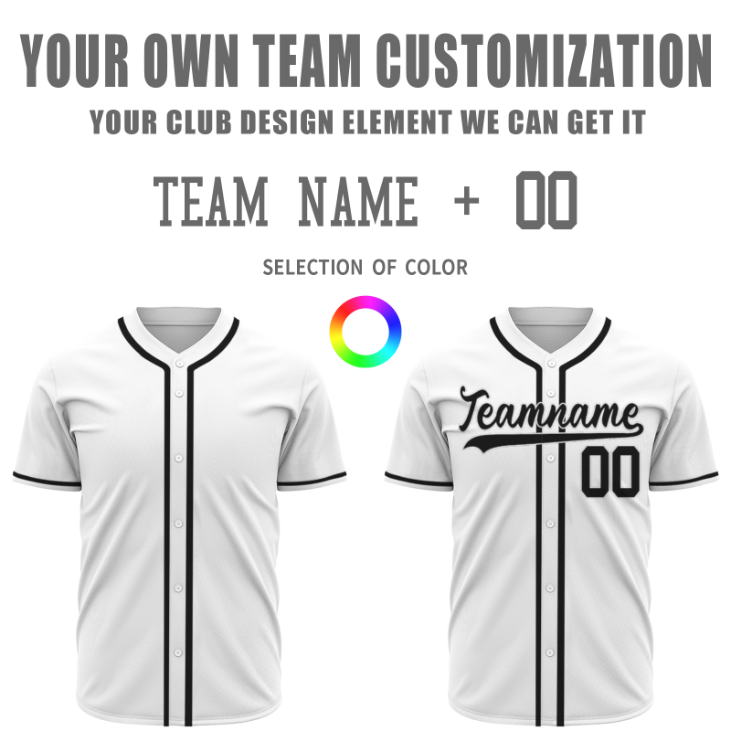 Custom White Black Fashion Design Full Button Authentic Baseball Jersey