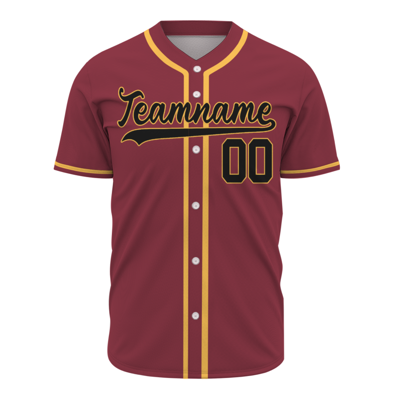 Custom Burgundy Black Full Button Fashion Design Down Baseball Jersey Sports Team Jersey