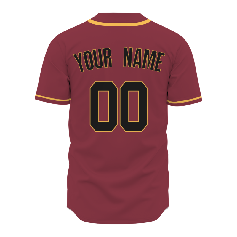Custom Burgundy Black Full Button Fashion Design Down Baseball Jersey Sports Team Jersey