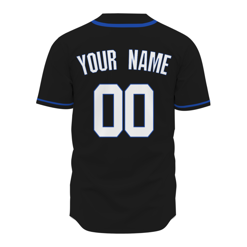 Custom Black Blue White Full Button Fashion Design Down Baseball Jersey Sports Team Jersey