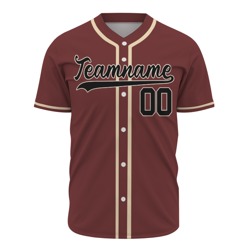 Custom Burgundy Black Button Fashion Design Down Baseball Jersey Sports Team Jersey