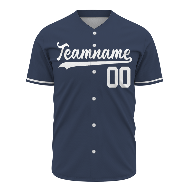 Custom Navy Blue Button Fashion Design Down Baseball Jersey Sports Team Jersey