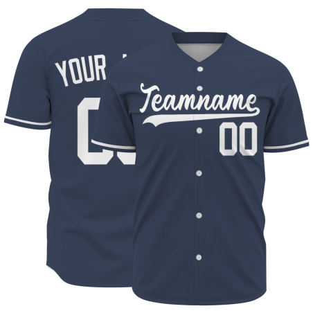 Custom Navy Blue Button Fashion Design Down Baseball Jersey Sports Team Jersey