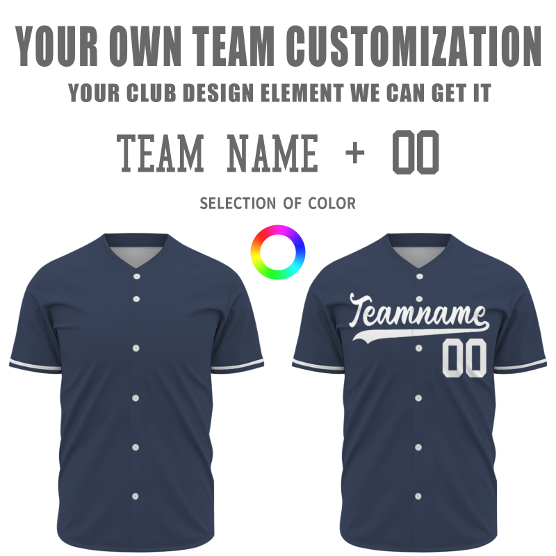 Custom Navy Blue Button Fashion Design Down Baseball Jersey Sports Team Jersey