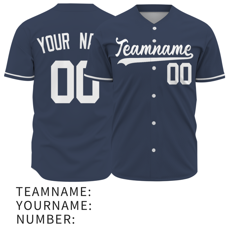 Custom Navy Blue Button Fashion Design Down Baseball Jersey Sports Team Jersey