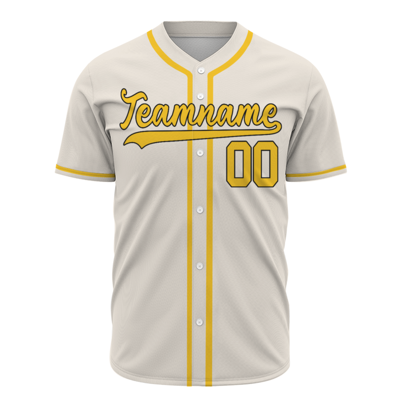 Custom Beige Gold Button Fashion Design Down Baseball Jersey Sports Uniforms