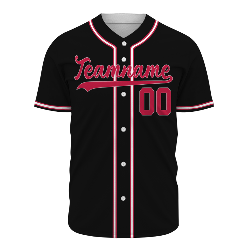 Custom Black Red White Button Fashion Design Down Baseball Jersey Sports Jersey