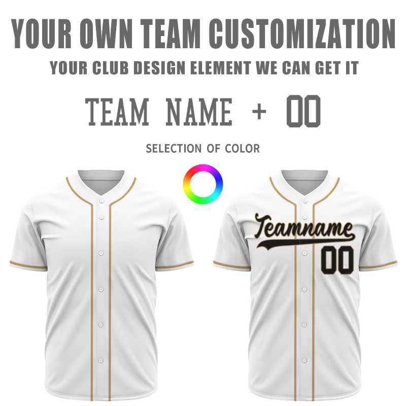 Custom White khaki Button Fashion Design Down Baseball Jersey Sports Jersey