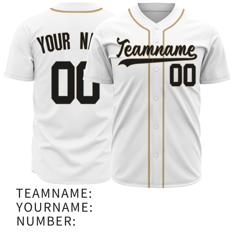 Custom White khaki Button Fashion Design Down Baseball Jersey Sports Jersey