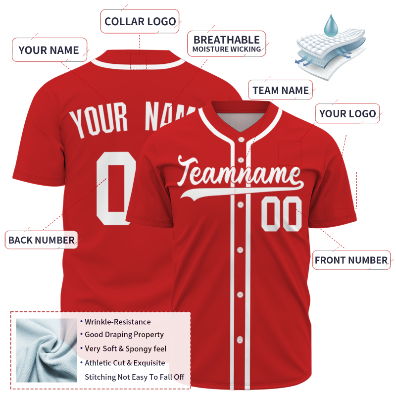Custom Red White Solider Classic Style Authentic Baseball Sports Jersey